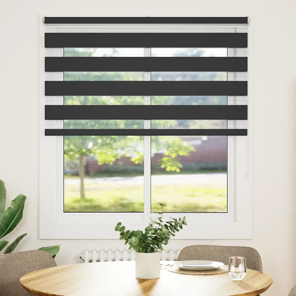 Tenda a rullo | Tenda avvolgibile Zebra Nero Larghezza Tessuto 120,9 cm Poliestere
