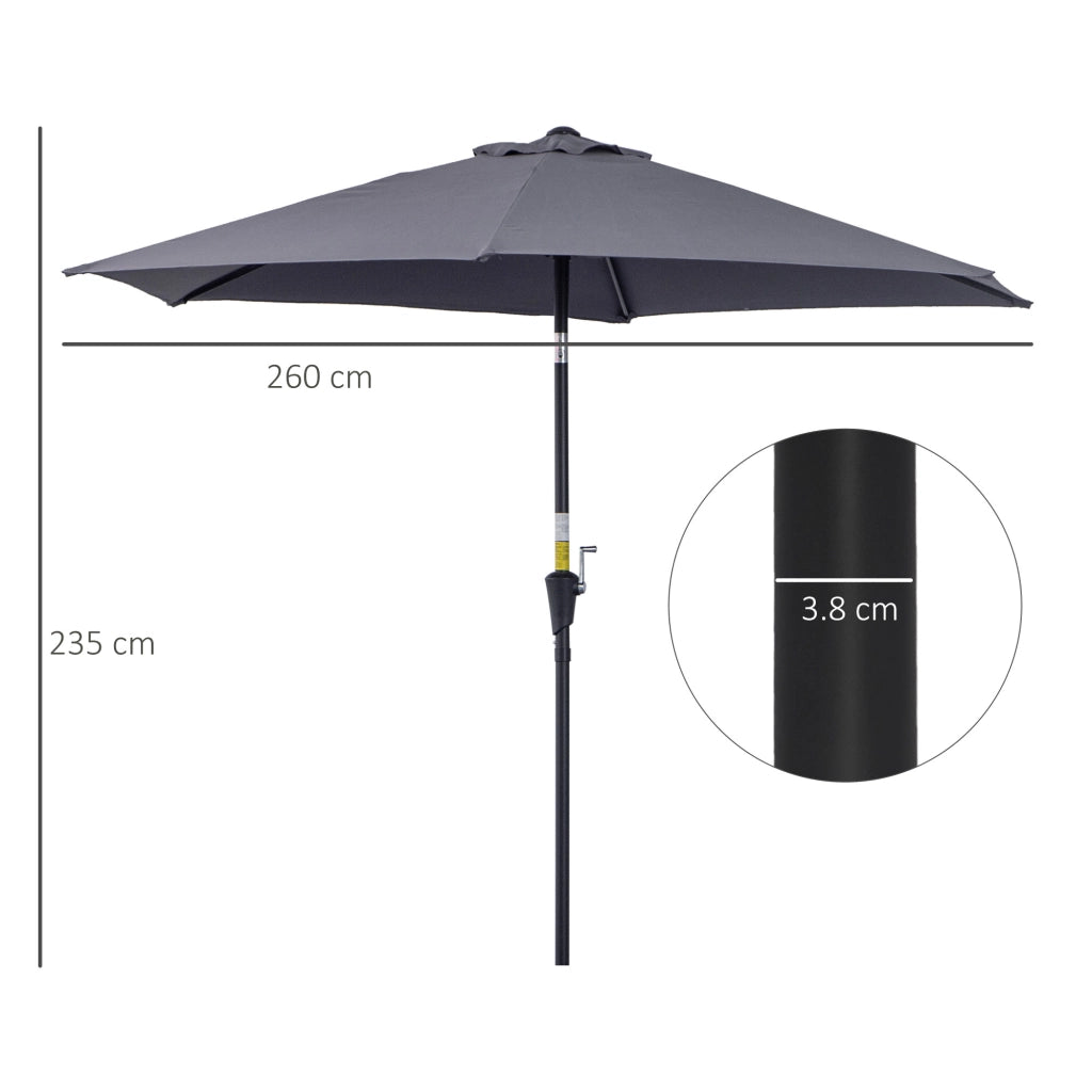 Ombrellone da Giardino Inclinabile ¨C Xylo ¨C Alluminio Grigio e Nero 2.6x2.4m