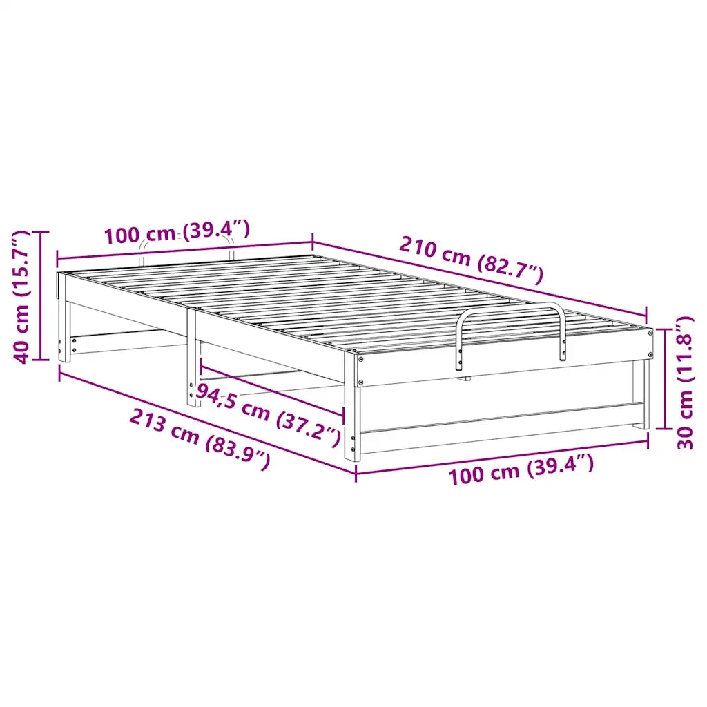 Struttura del letto-Giroletto-Rete del Letto Bianco 100 x 210 cm Pino massello 584858