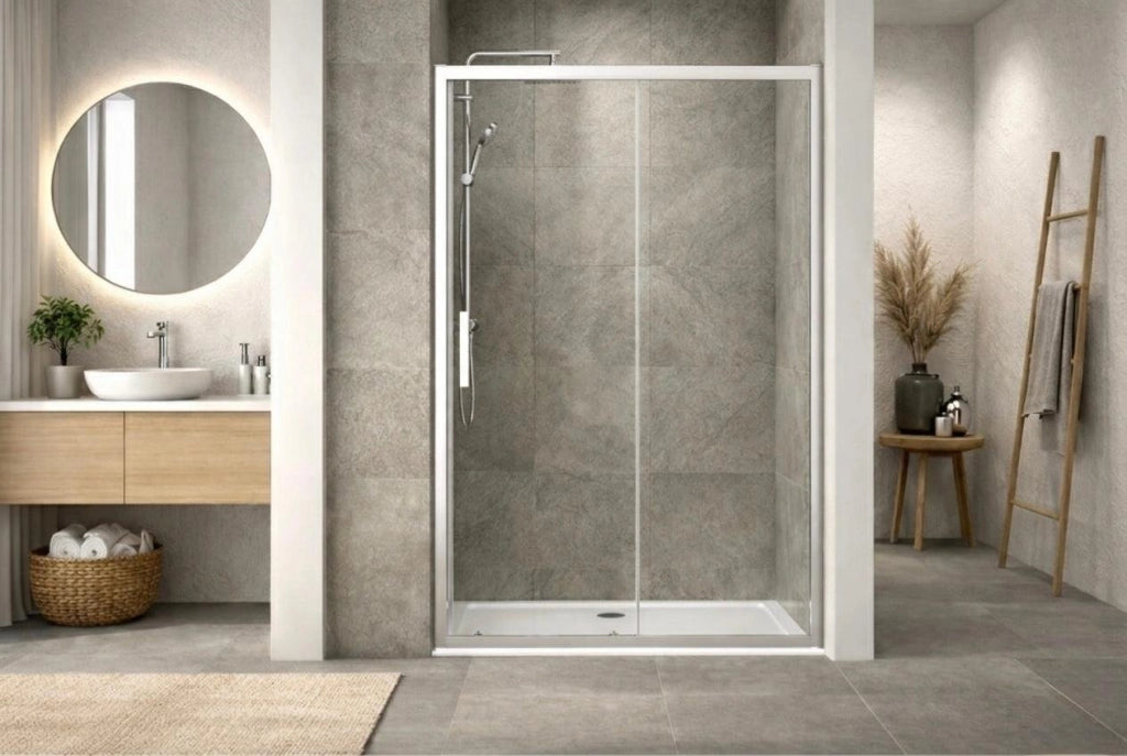 Box doccia a nicchia 155 cm porta scorrevole apertura laterale H195 cm ALBA Cromato