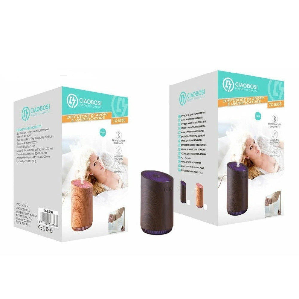 Trade Shop - Mini Diffusore Aromi Umidificatore Ultrasuoni 350ml Usb Aromaterapia Led Tx-8336 -