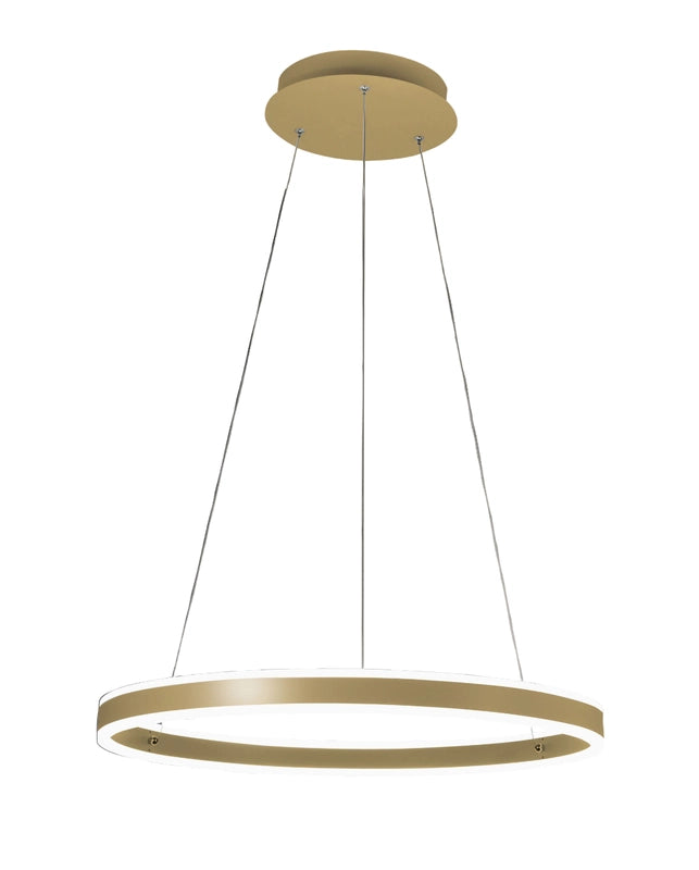 Lampada a Sospensione LED Palau 60W 3000K Dimmerabile Ø60cm Oro opaco - Design Moderno in Metallo e Metacrilato