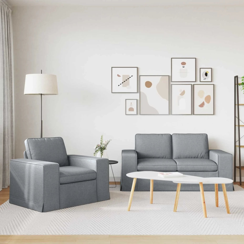 Set di divani 2 pcs Grigio chiaro 162 x 80 x 82 cm Tessuto 3407500