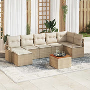 Set Divano da Giardino 8 pcs Beige e Crema polyrattan