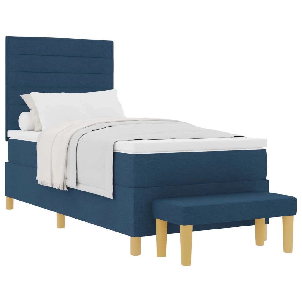 Letto a molle con materasso Blu 90 x 200 cm Tessuto