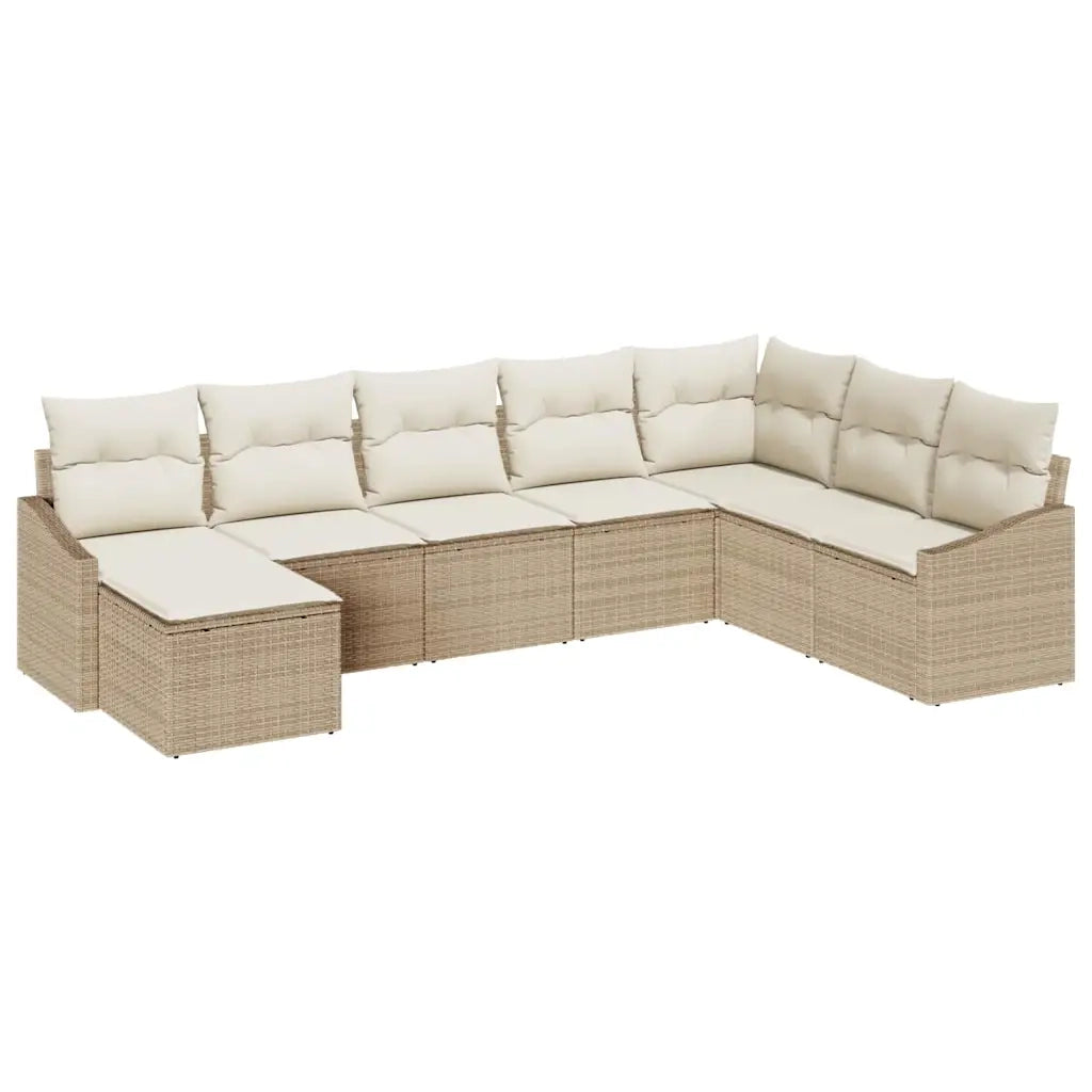 Set di divani con cuscino 8 pcs Beige polyrattan