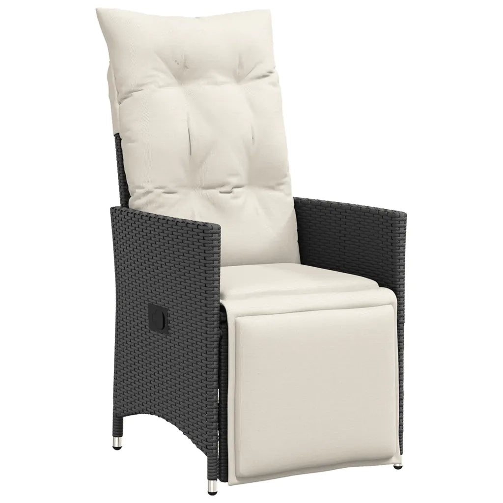 Set da Pranzo da Giardino 5 pz Nero con Cuscini in Polyrattan 3276693