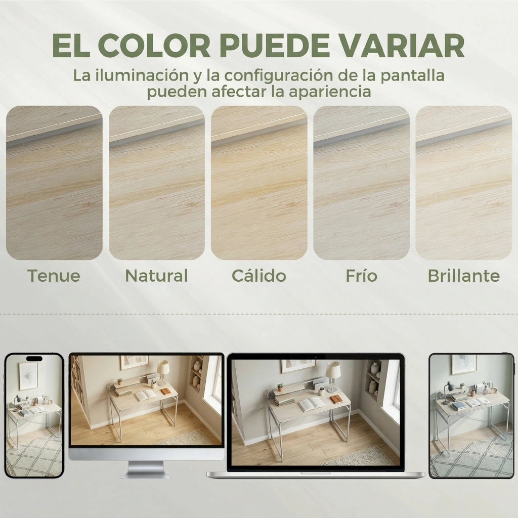 Scrivania Moderna con Scaffale e Struttura Metallo ¨C zephmum ¨C 98x48x88,5 cm Roble