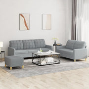 Set di Divani 3 pz con Cuscini Grigio Chiaro in Tessuto 3201314