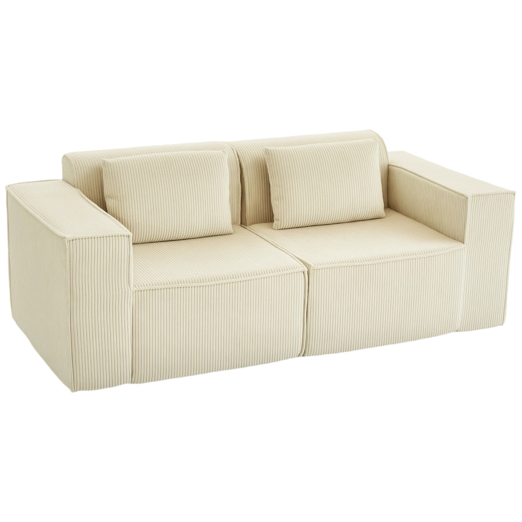 Divano 3 Posti Trapuntato in Velluto ¨C Zephmum ¨C Beige