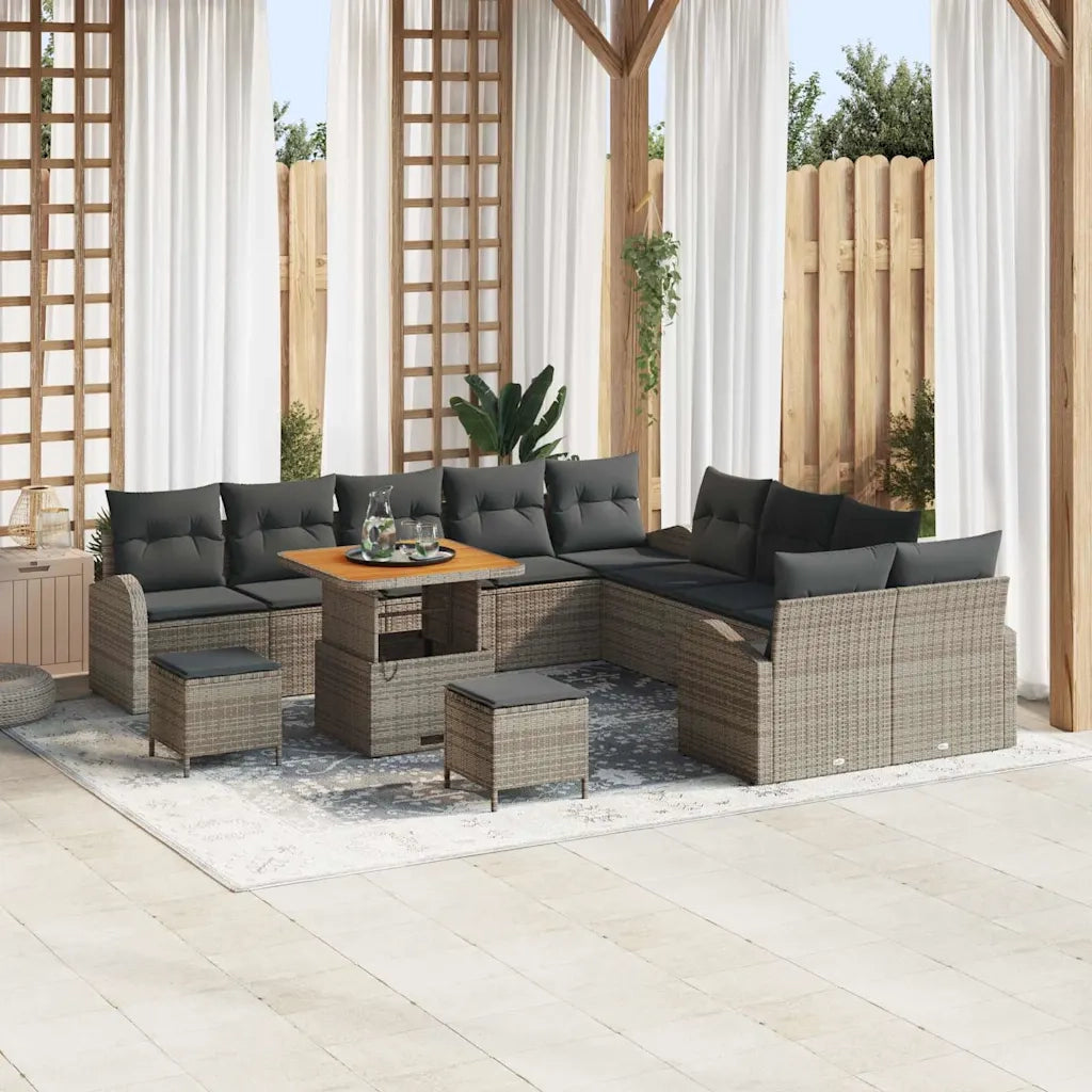 Set Divano da Giardino con cuscino 13 pcs Grigio polyrattan 3362453