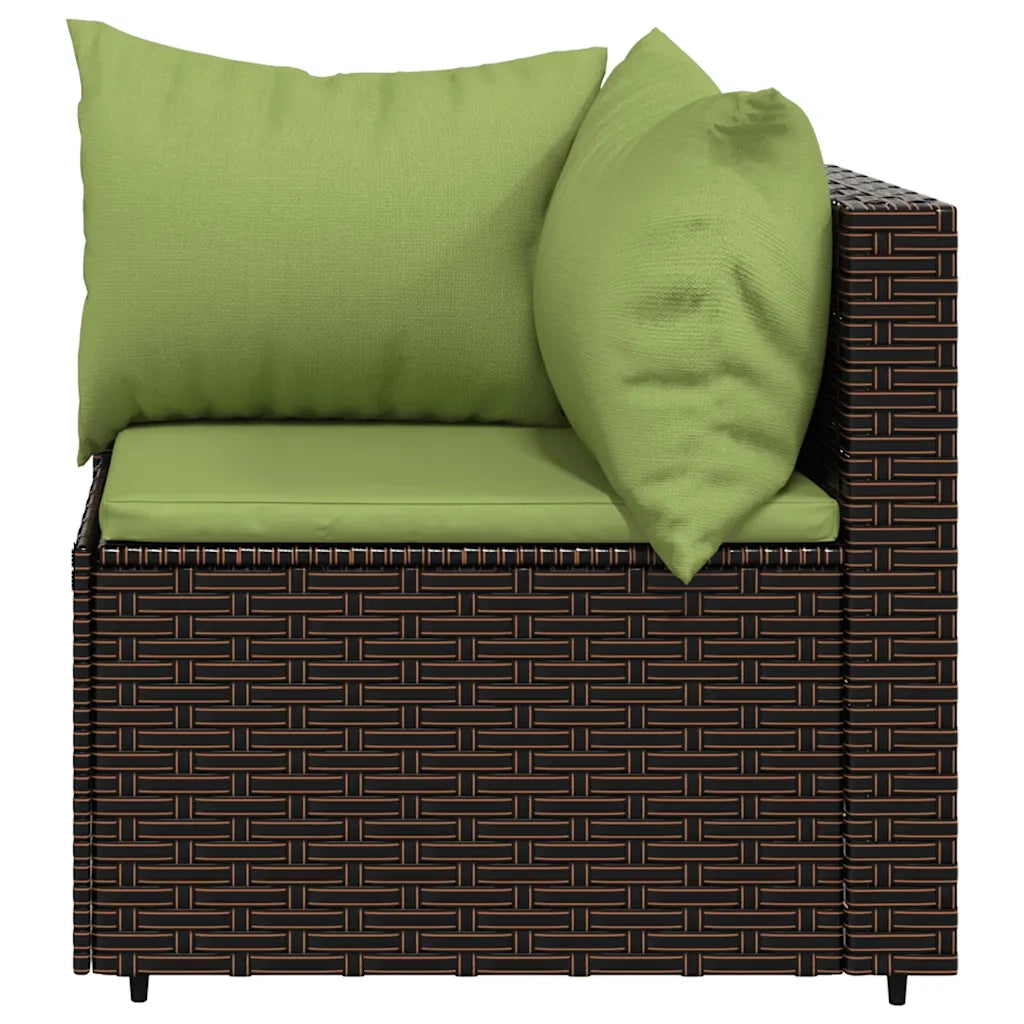 Divani Angolari da Giardino con Cuscini 2pz Polyrattan Marrone 319826