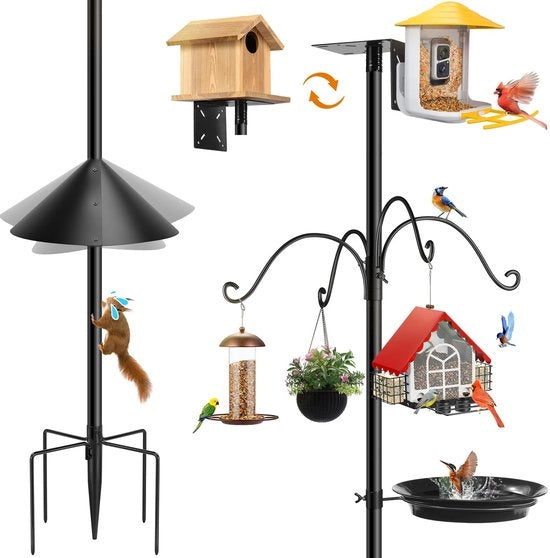 Pavimento per uccelli all'aperto (234 cm), piede metallico robusto con 5 ganci regolabili, decorazione per terrazza e giardino (senza casa per gli uccelli) Pavimento per uccelli all'aperto (234 cm)