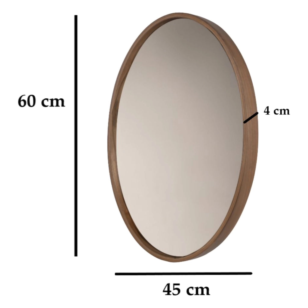 Erbusco, Specchio Forma Ovale, 45x60h cm Marrone Noce