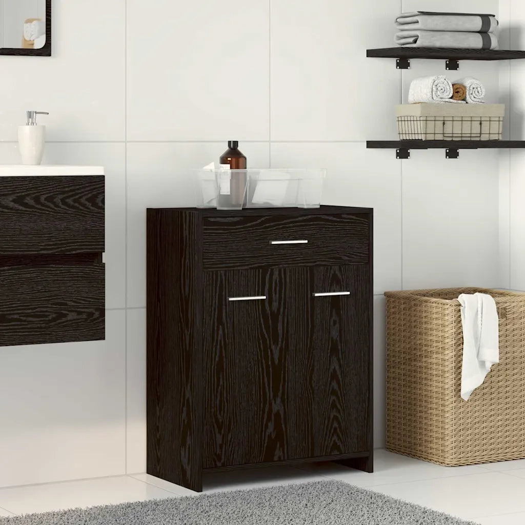 Mobile da Bagno | Armadio da bagno Rovere Nero 60 x 33 x 80 cm Legno multistrato