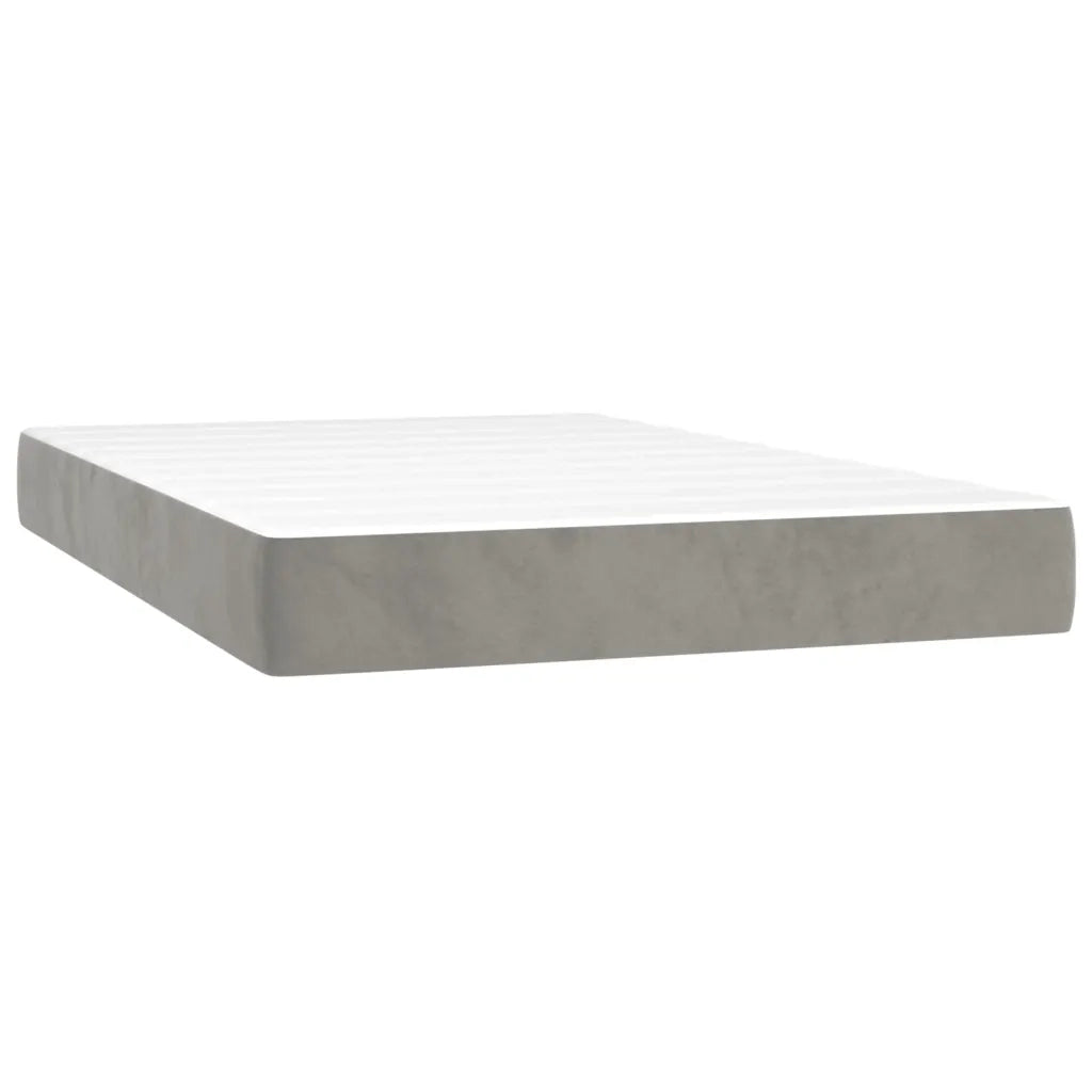 Letto a Molle con Materasso e LED Grigio Chiaro 120x200 cm Velluto
