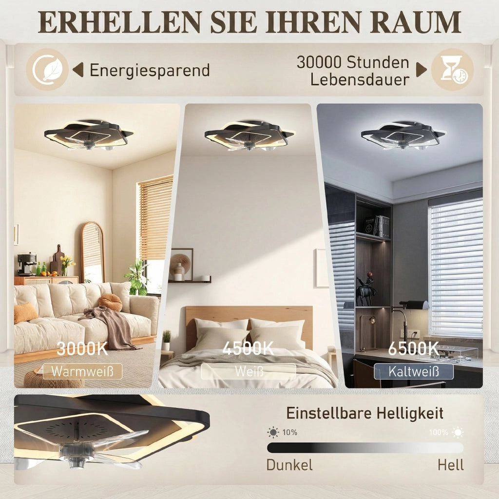 Ventilatore da Soffitto con Luce e Telecomando ¨C Minimal ¨C LED 6 Velocit¨¤ 3 Temperature Colore