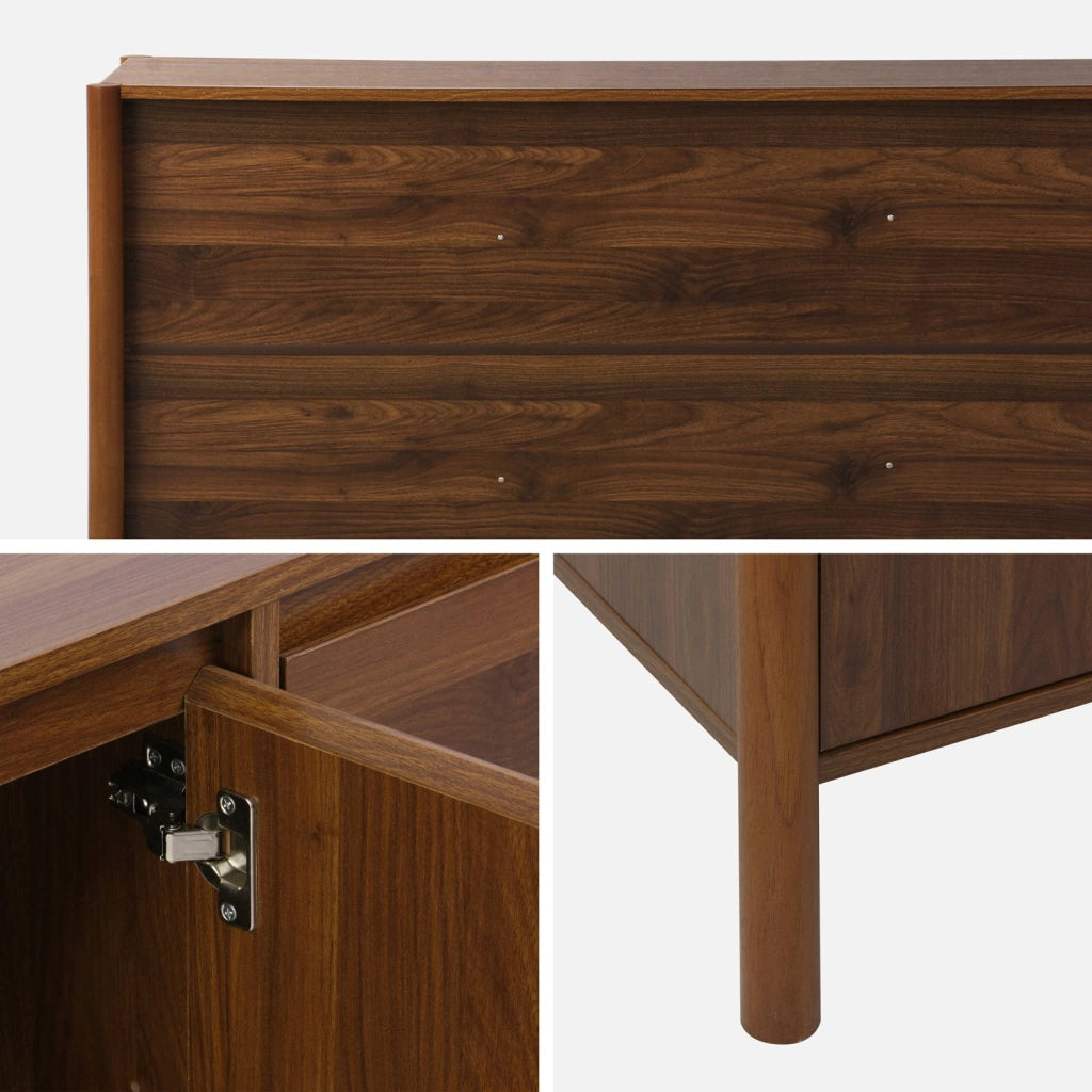 Credenza decorazione legno 3 ante 140cm, noce
