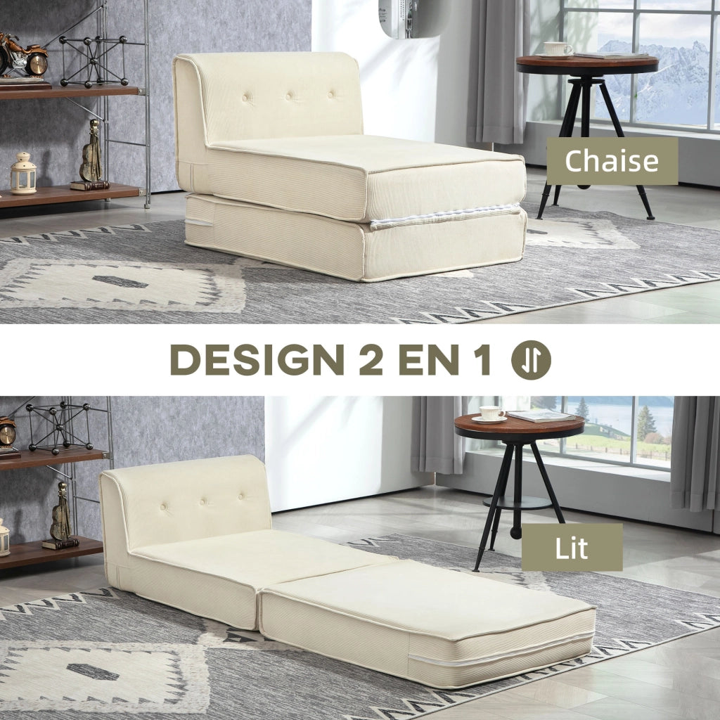 Divano letto imbottito ¨C Minimal ¨C bianco crema