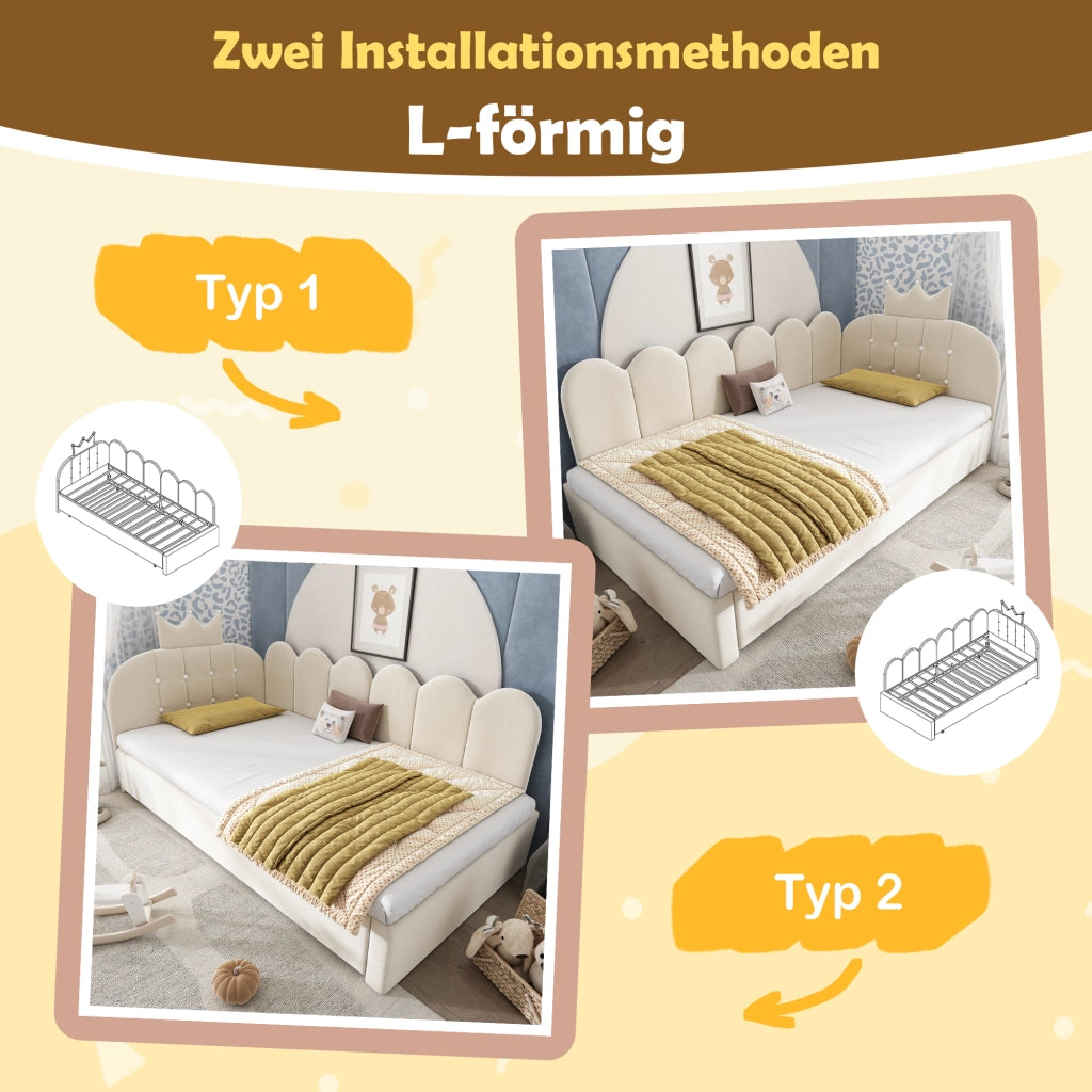 LETTO Divano con letto estraibile 90x200 cm velluto beige