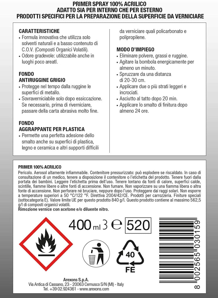 Primer Per Plastica Spray Fondo Aggrappante Per Plastica 400 Ml
