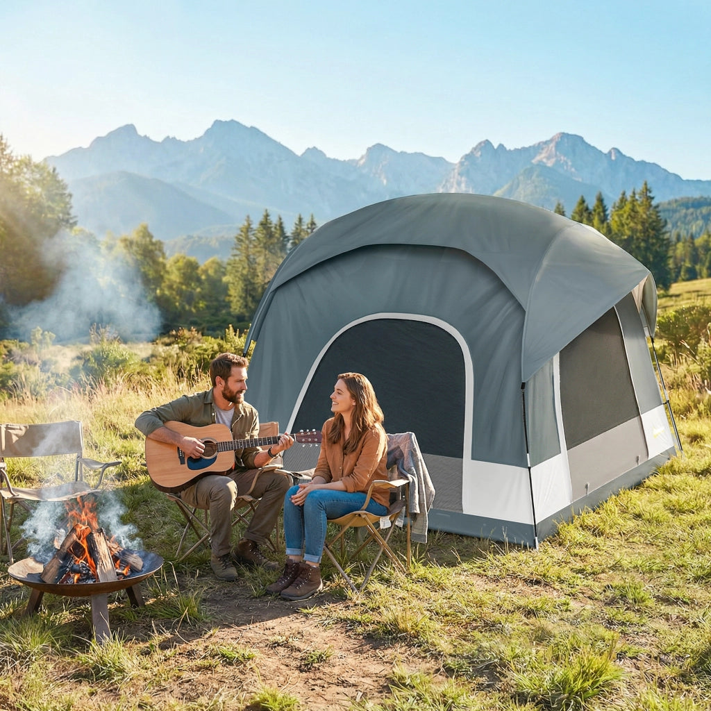Tenda da Campeggio 2-4 Persone ¨C Xylo ¨C Impermeabile con 3 Porte, Compatibile SUV, Blu Scuro