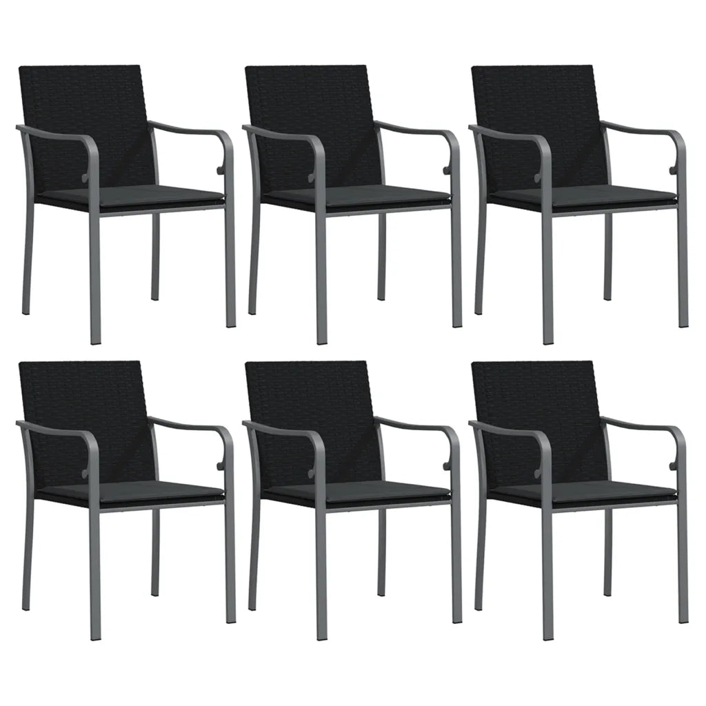 Set Pranzo da Giardino 7 pz con Cuscini in Polyrattan e Acciaio 3186944