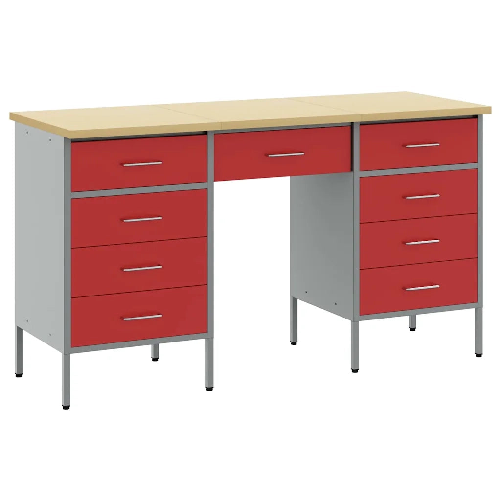 Mobile da lavoro 3 pcs Rosso Legno ingegnerizzato e acciaio 3321377
