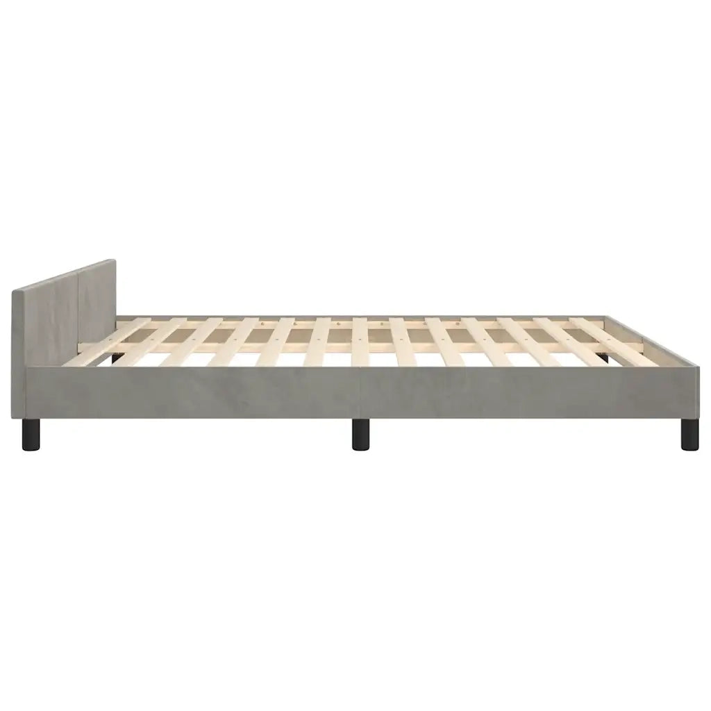 Letto matrimoniale | Letto per adulti | Giroletto senza Materasso Grigio Chiaro 180x200 cm Velluto