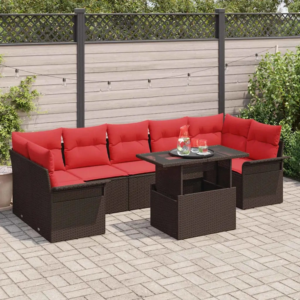 Set Divano da Giardino con cuscino 8 pcs Marrone polyrattan 3348240