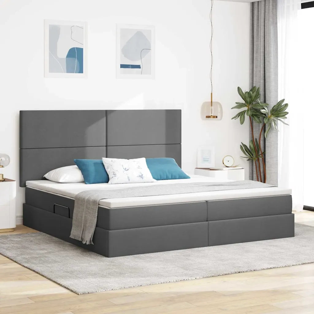 Letto con contenitore e LED con led Grigio scuro 200 x 200 cm