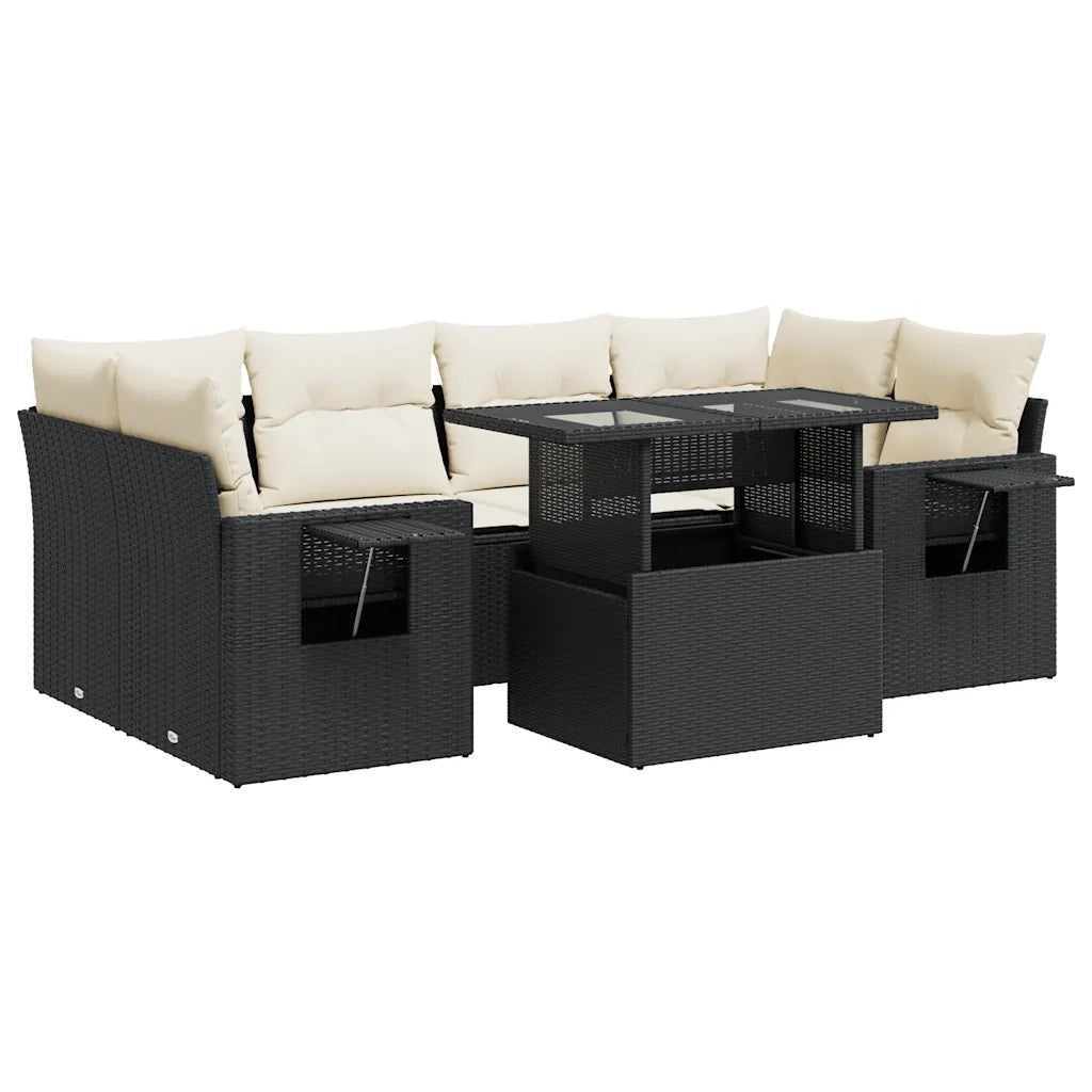 Set Divani da Giardino con Cuscini 7pz Nero Polyrattan 3326427