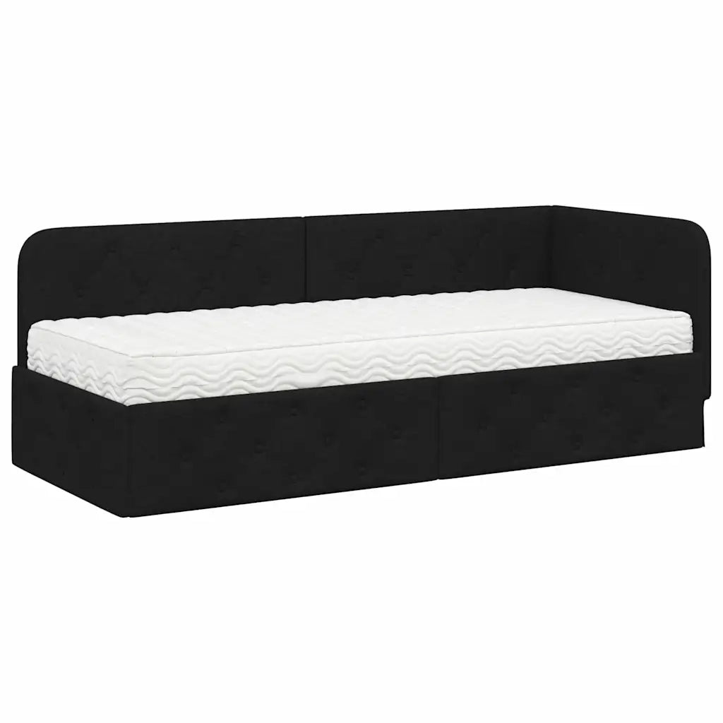 Cornice del letto ad angolo Nero 80 x 200 cm Tessuto