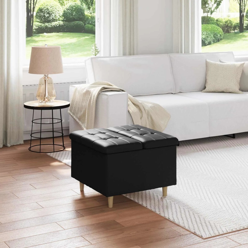 Pouf contenitore Nero 60 x 60 x 45 cm Pelle sintetica 876831