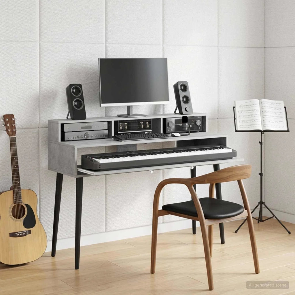 Scrivania studio Grigio Cemento 130 x 42,5 x 36 cm 8006727