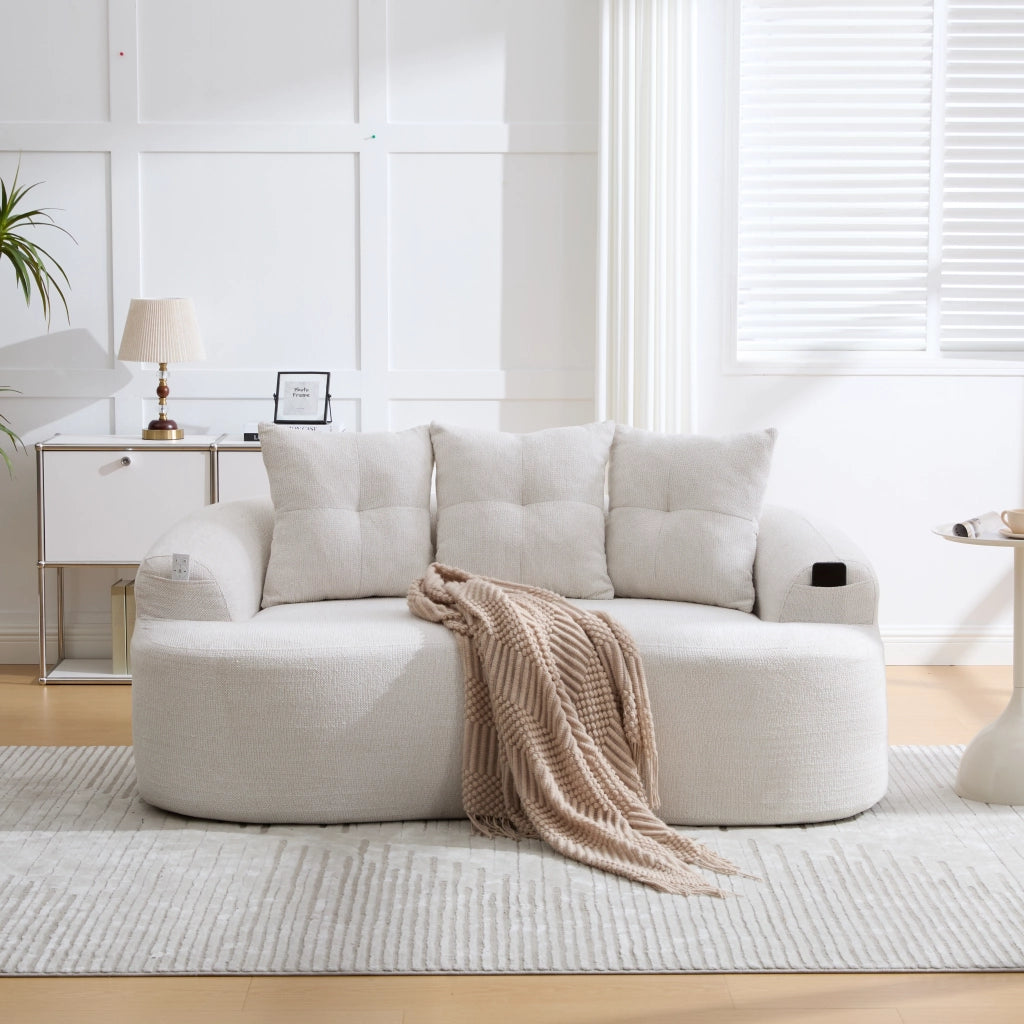 Divano 2 Posti Chenille con Cuscini Morbidi ¨C MINIMAL ¨C Velluto, Grigio
