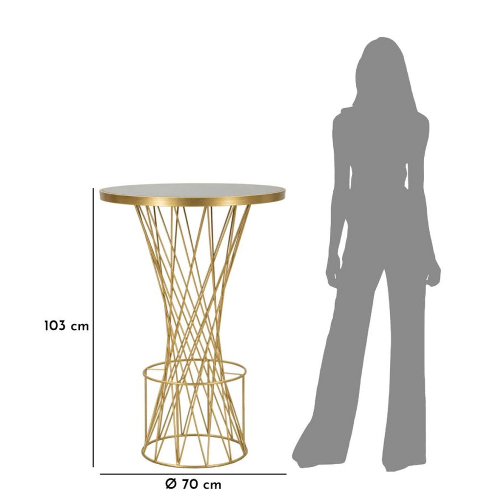 Tavolino VKH805, Oro, Metallo, 70x70x103 cm