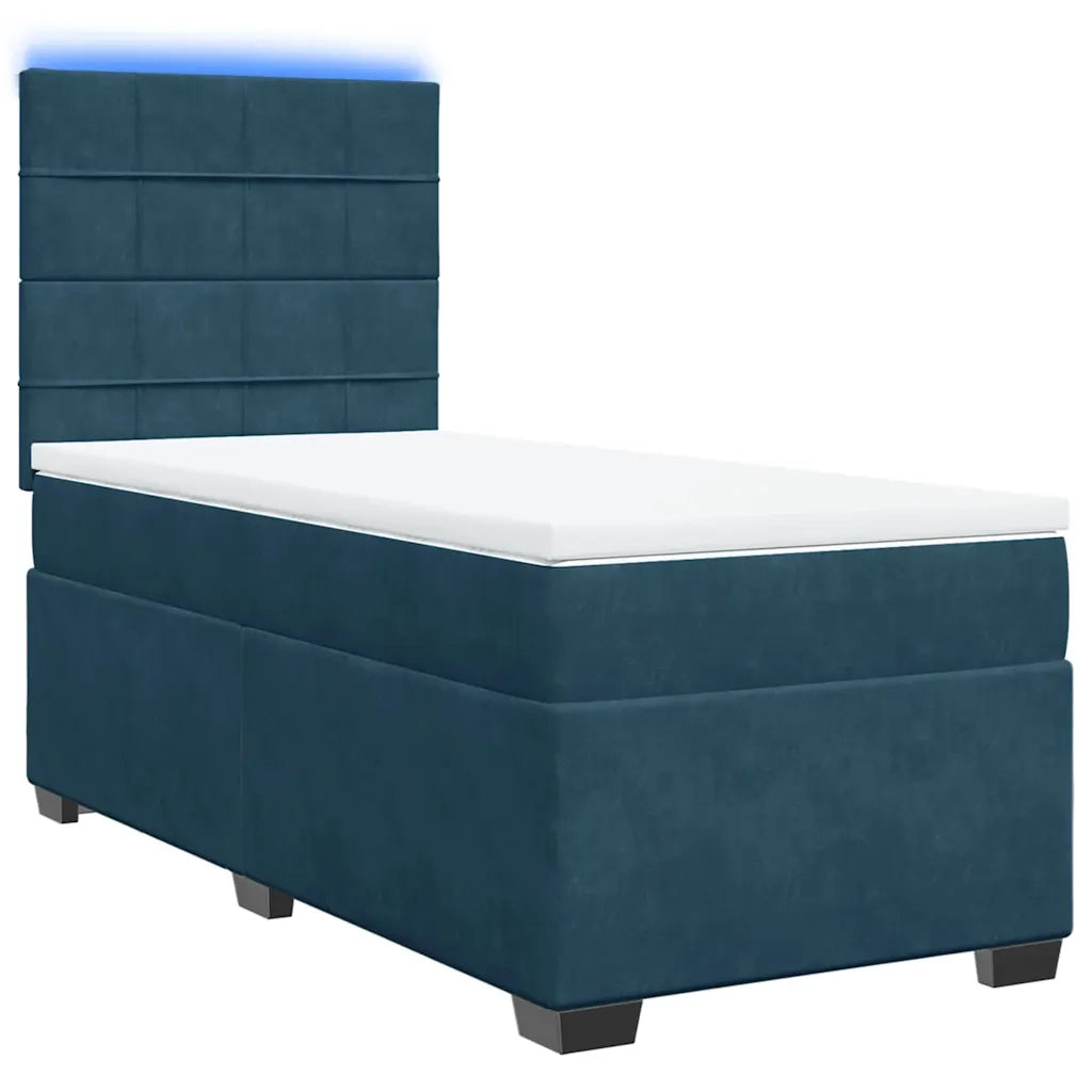 Giroletto a Molle con Materasso Blu 90x190 cm in Velluto 3293090