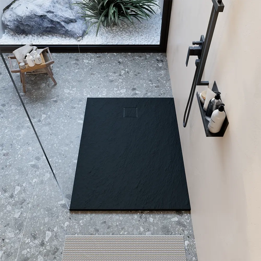 Piatto doccia 80x100 cm colore nero effetto pietra | Samos