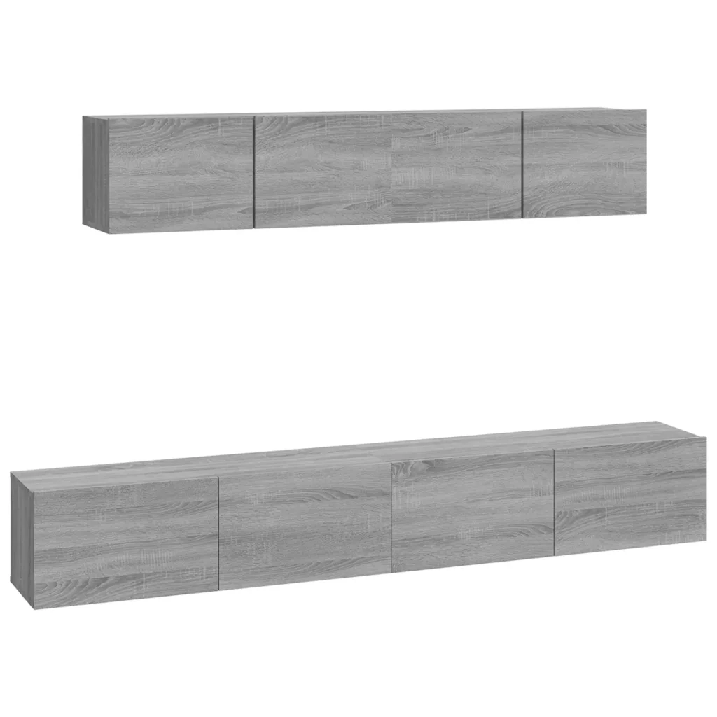 Set di Mobili Porta TV 4 pz Grigio Sonoma in Legno Multistrato