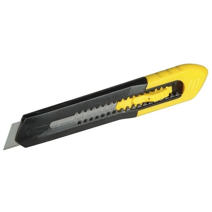 Stanley 1-10-150 Taglierino a Lama Spezzabile 9 mm corpo ABS antiurto lama retrattile colore Nero Giallo