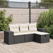 Set Divani da Giardino 4 pz con Cuscini Nero in Polyrattan 3325652