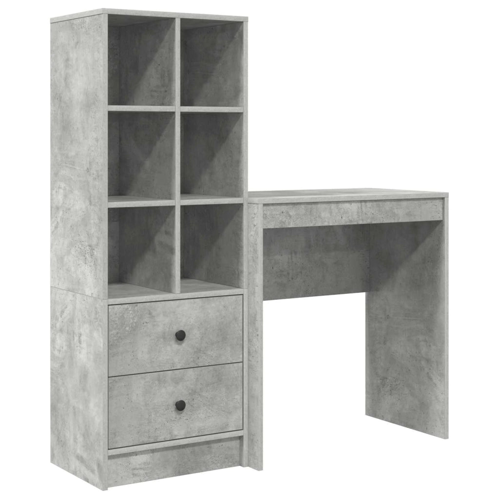 Scrivania con cassetto con lo scaffale 2 pcs Grigio cemento 3337308