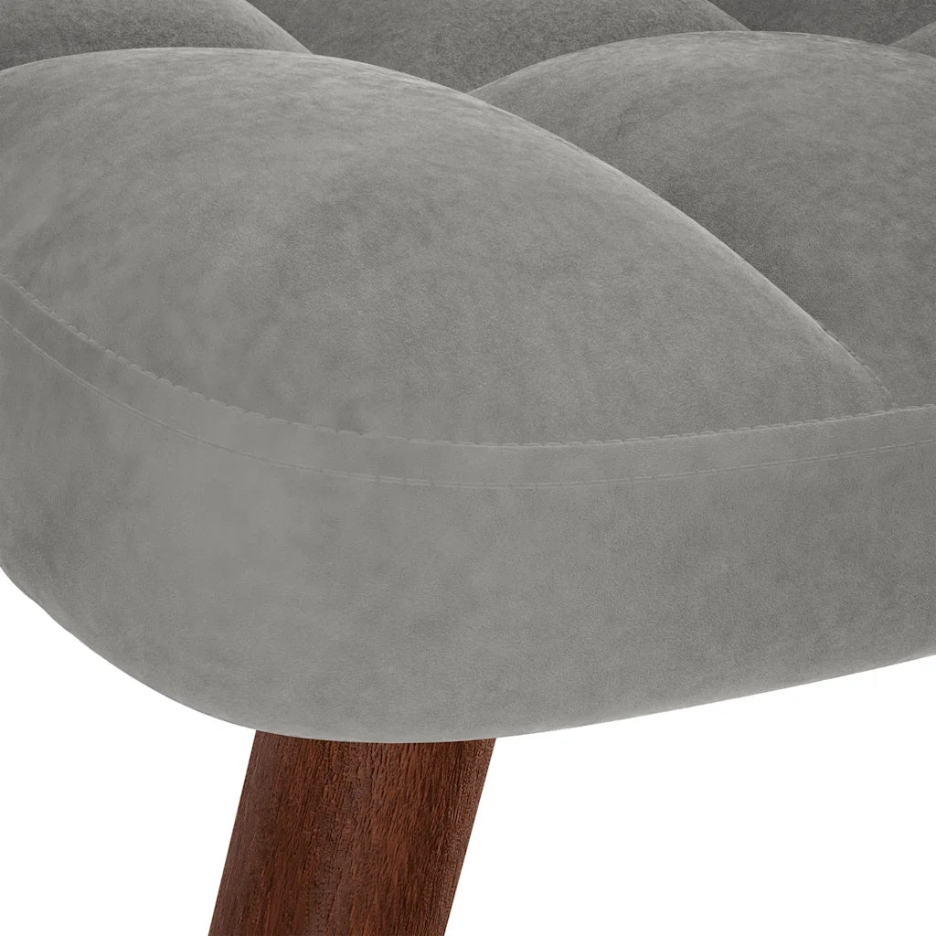 Poltrona Relax | Sedia Relax con Sgabello Grigio Chiaro in Velluto
