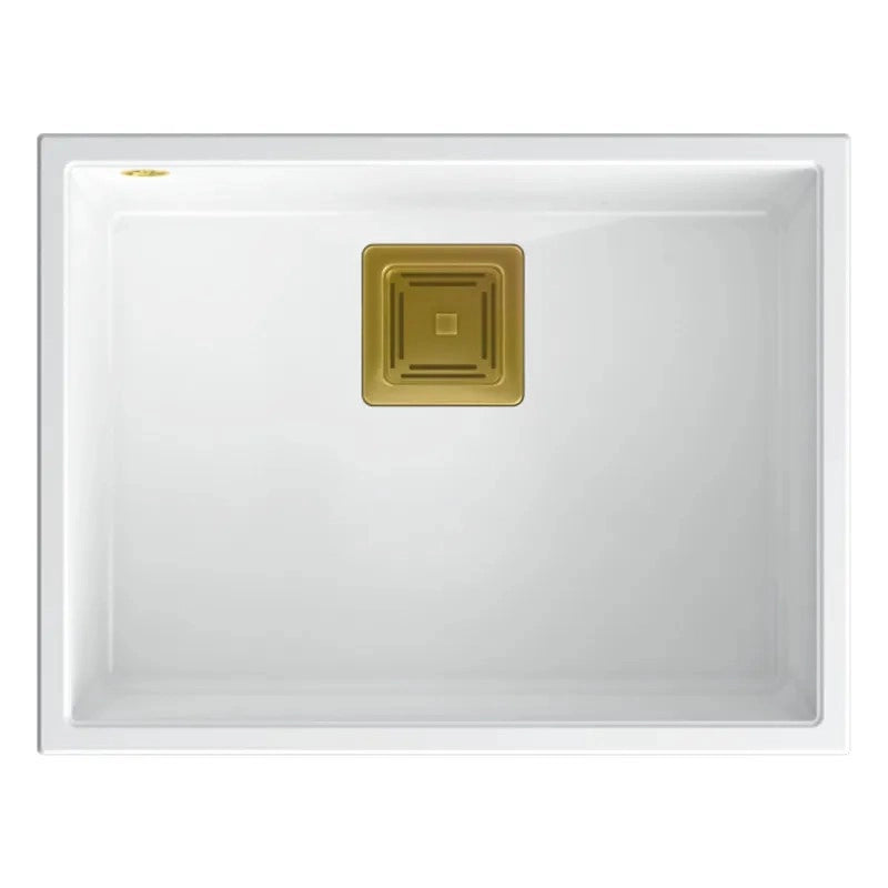 Lavello In Granito David 50 White Tappo acciaio