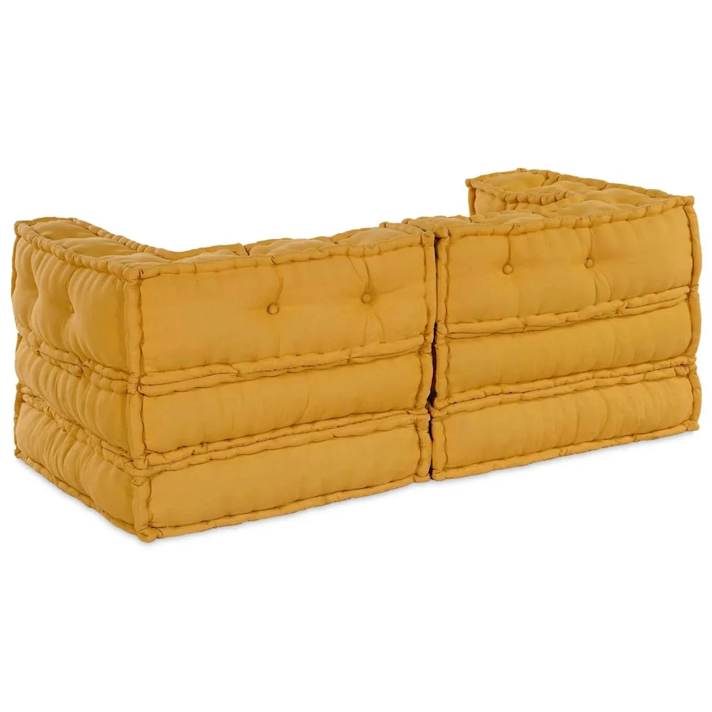 Divano Modulare a Fiori 2 pcs Giallo 140 x 70 x 56 cm Tessuto 3315081