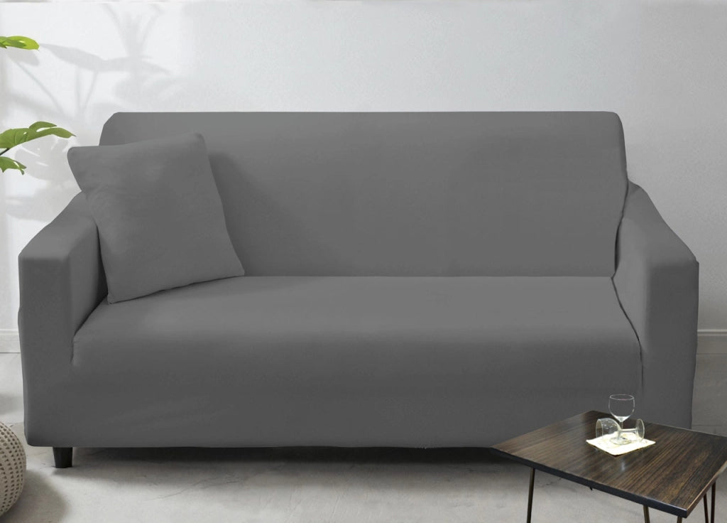 Copridivano Antimacchia Elasticizzato Penisola Componibile Tinta Unita Modello Perfetto - 1+3 - Grigio Scuro