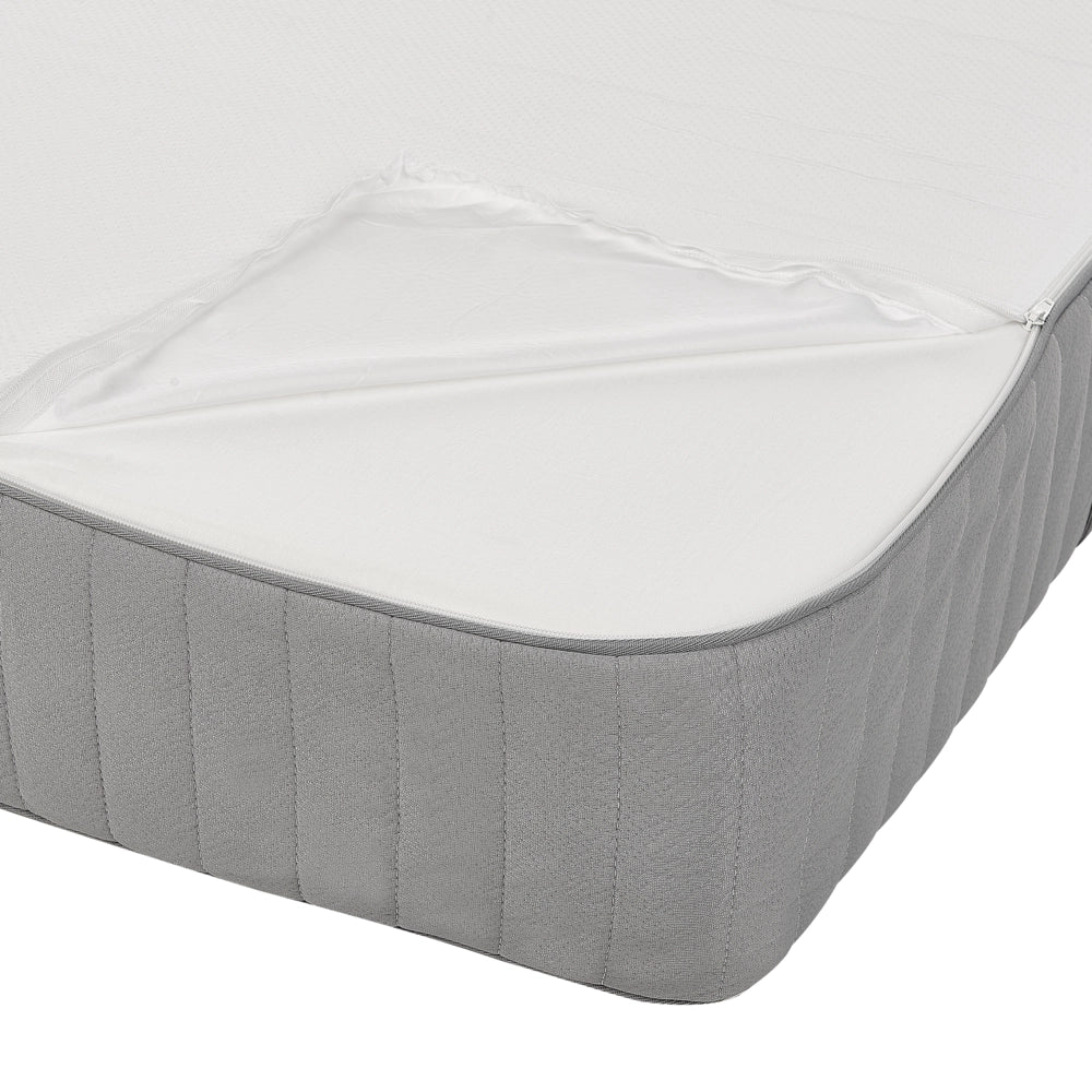 Materasso EU Duro 180 x 200 cm Bianco Grigio Schiuma Imbottitura Poliestere Sfoderabile