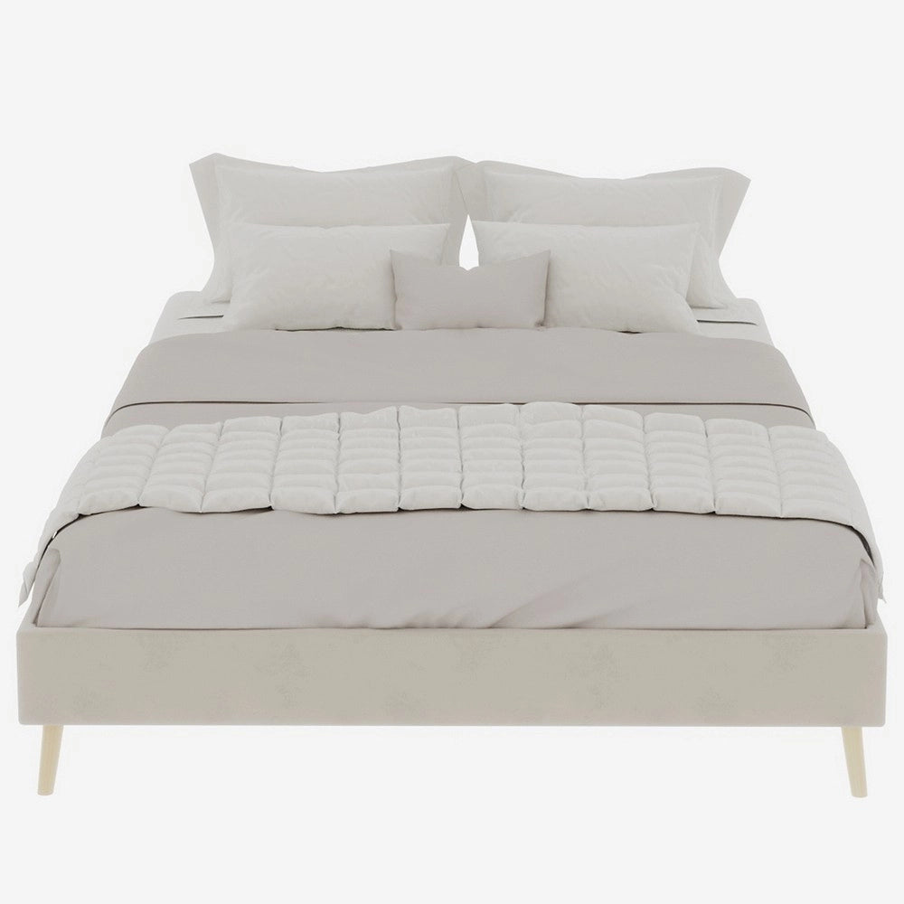 Letto Matrimoniale in Velluto ¨C MINIMAL ¨C Beige 140x200