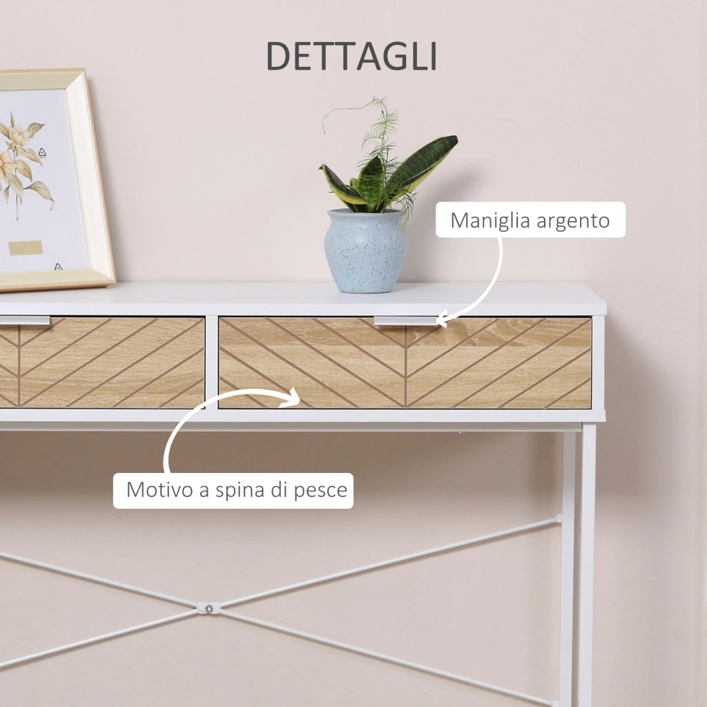 Consolle con 2 Cassetti ¨C Minimal ¨C Bianco Metallo 100x30x75cm